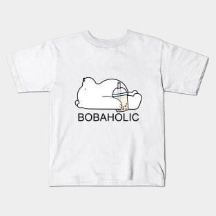 Bobaholic Little Bear Chilling with it's Boba Tea Kids T-Shirt